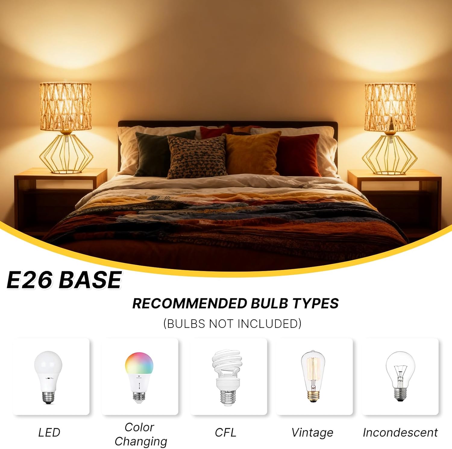 Hamilyeah Gold Table Lamps Set of 2, Boho Rattan Bedside Lamps with Woven Lamp Shade, Modern Farmhouse Desk Lamps for Nightstand,Bedroom, Living Room