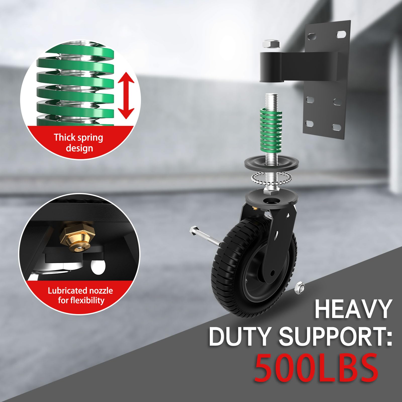 500lb Capacity Gate Roller 6 Inch Heavy Duty Gate Wheel - Spring Loaded ...