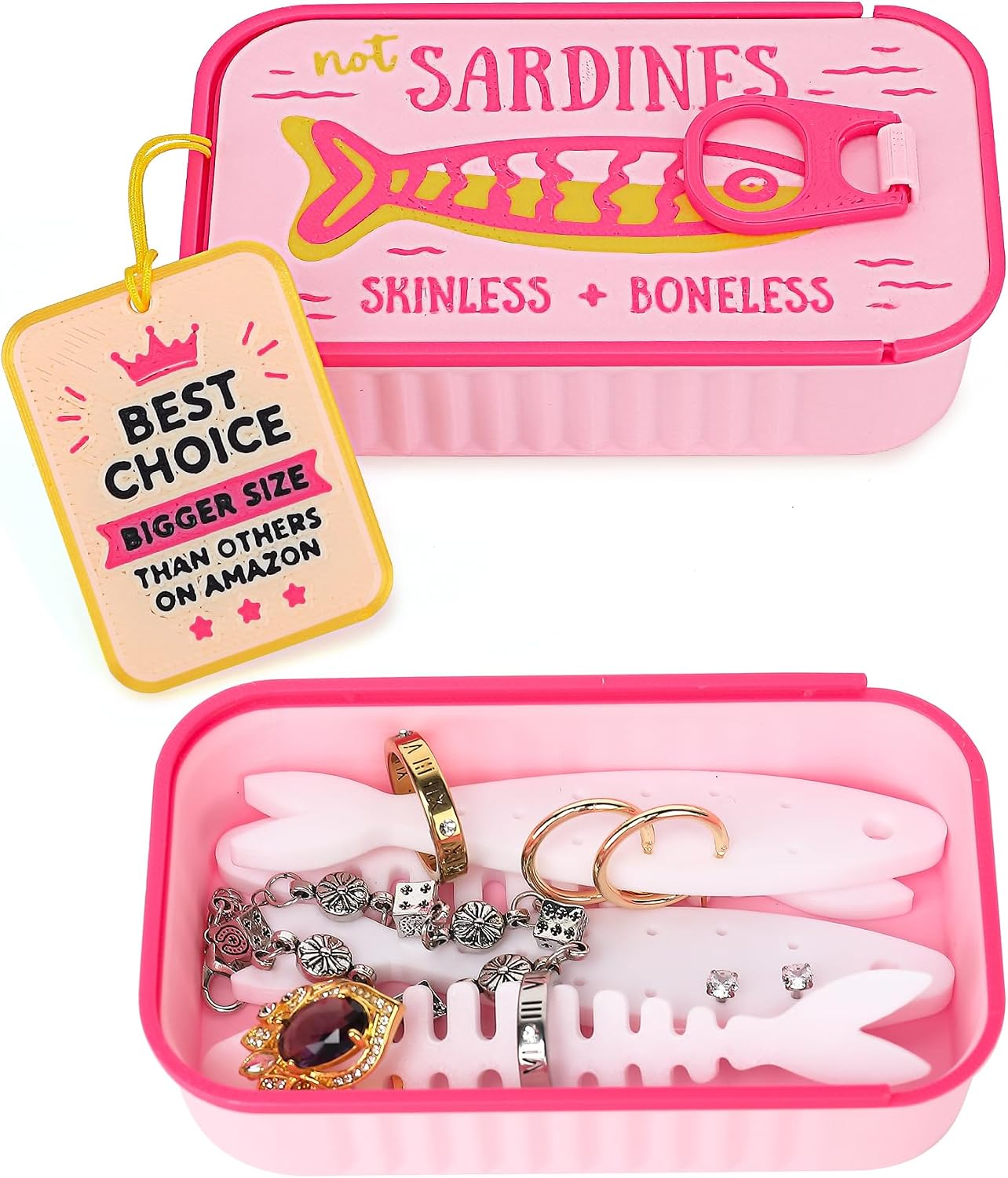 Sardines Jewelry Box Organizer, jewelry travel case Pink