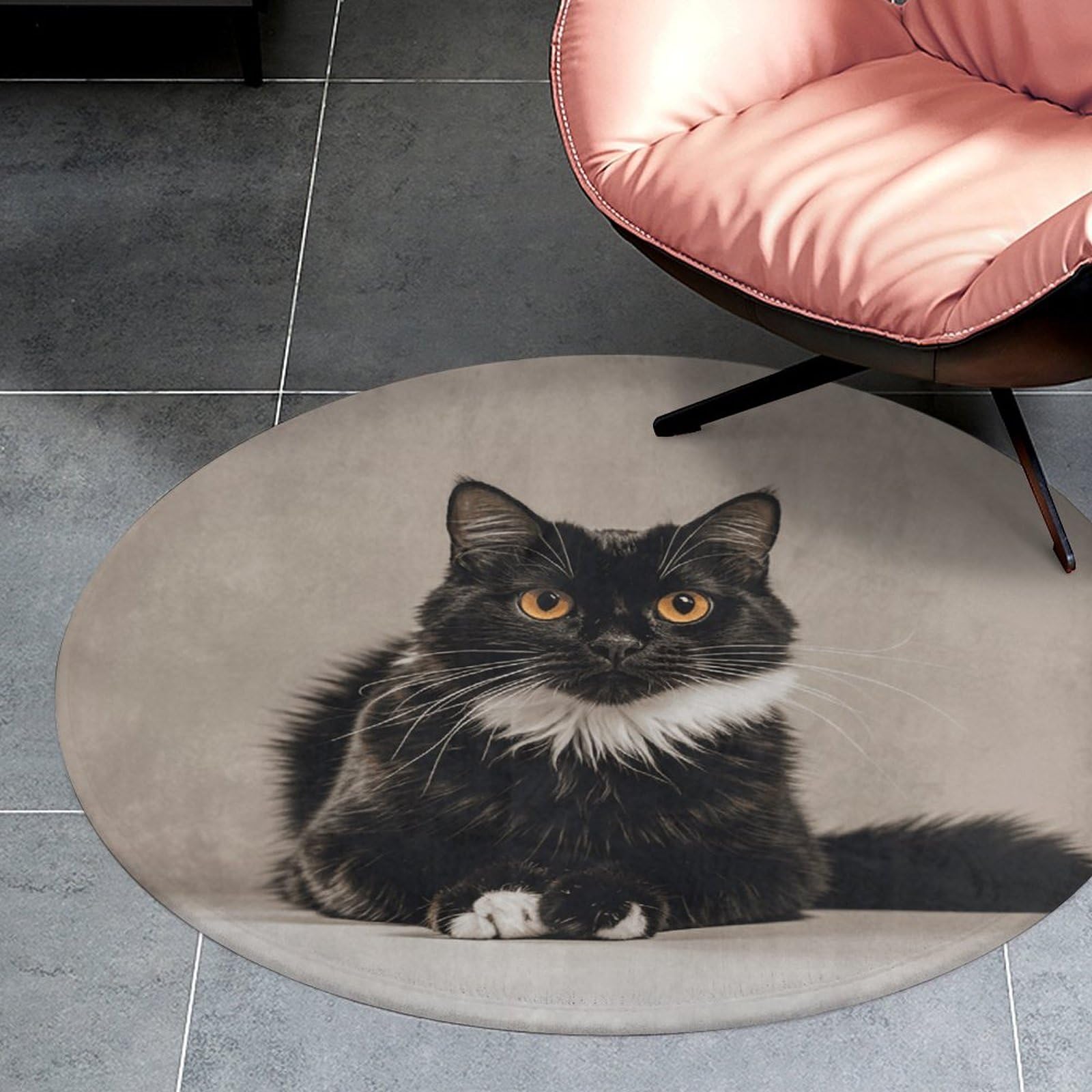 Tapis rond en velours de corail 0,9 m avec tapis circulaire poils courts 0,6 cm