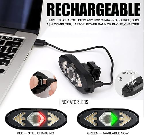 Miniatura 5 de Rorood Luz trasera de bicicleta luz trasera de bicicleta control remoto luces para bicicletas impermeable bocina alarma de ciclismo intermitente