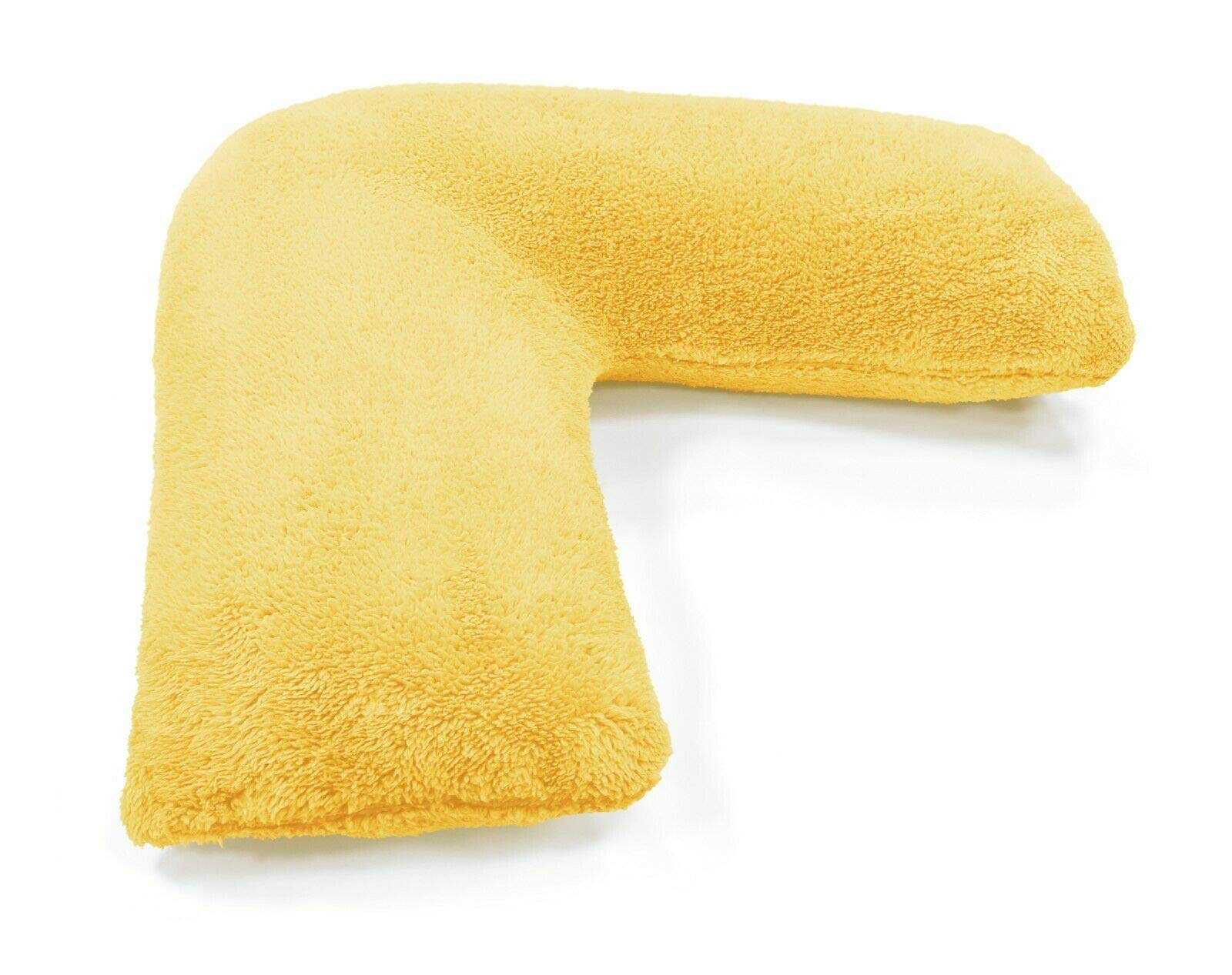 NIGHTZONE Teddy Bear V Shaped complete pillow or Case for support Maternity, Neck, Back, Soft Warm Plush Cosy Fleece Cover (Ochre, Complete Pillow)