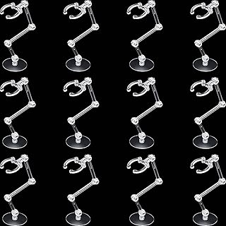 Jetec 12 Pieces Action Figure Stand Doll Stands Display Holders Action Figure Display Holder Doll Mini Display Stand Doll Support Frame Compatible with HG RG SD SHF Gundam 1/144 Toy, Transparent