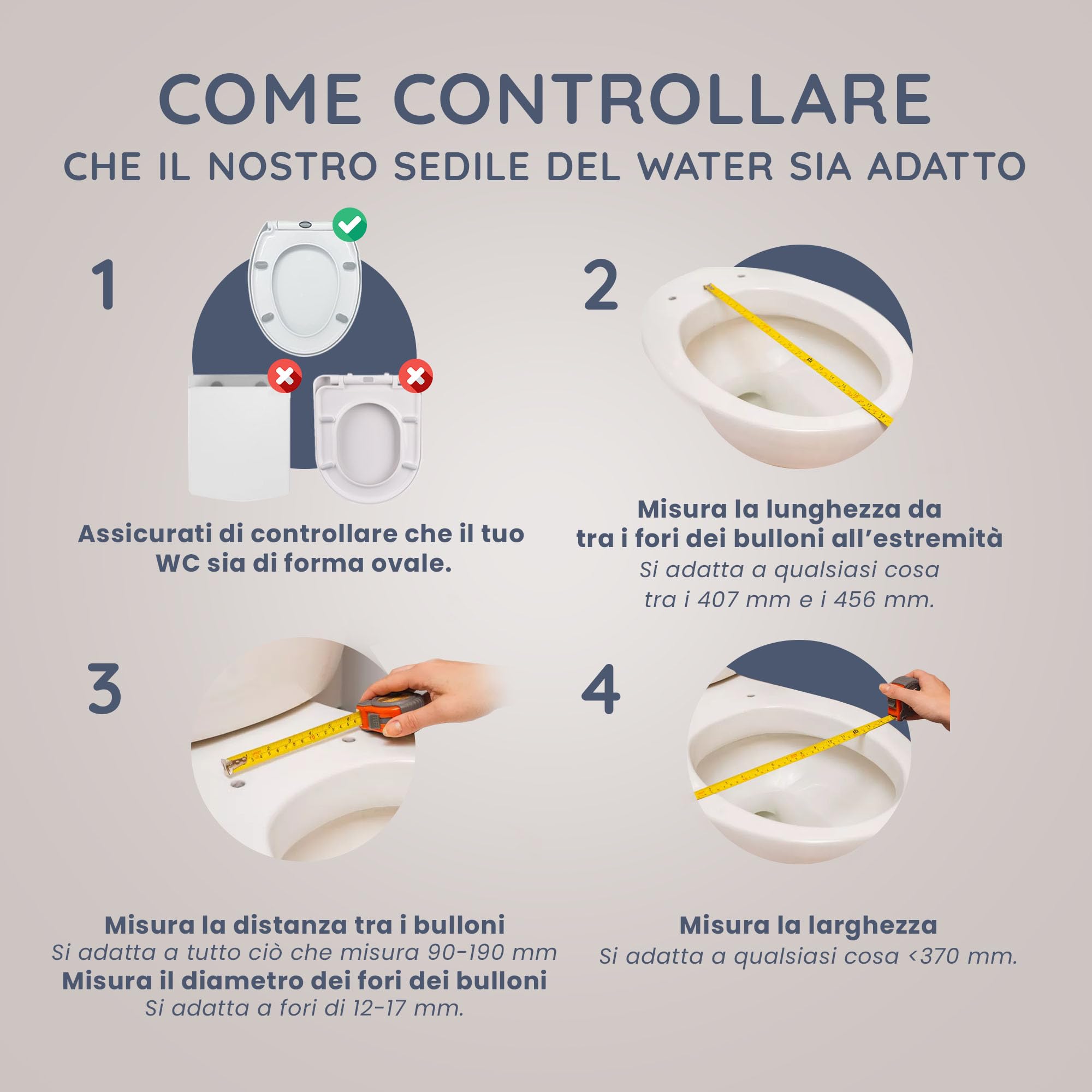 CUQOO Sedile WC ovale con chiusura rallentata, a sgancio rapido, a forma di O, chiusura rallentata, con cerniere regolabili (comfort classico)