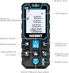 ACEGMET Laser Measure with Phone App, 229ft/70m Laser Measurement Tool with 2 Bubble Levels, LCD Backlit Display, IP54 Waterproof, Pythagorean Mode for Distance, Area, Volume