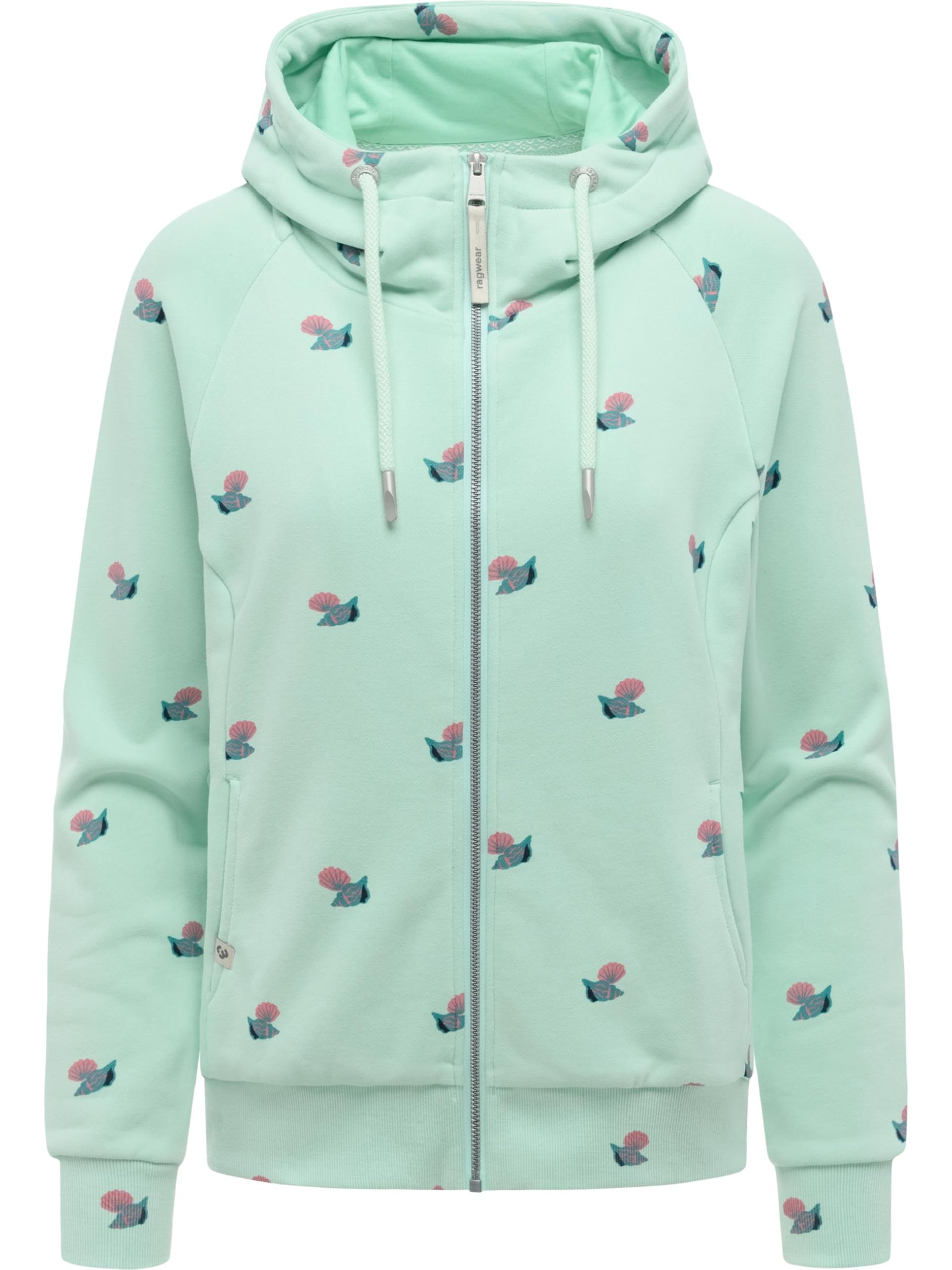 Ragwear Damska luźna bluza treningowa kurtka sportowa z kapturem i nadrukiem muszli Fllawia Shells Mint rozm. M