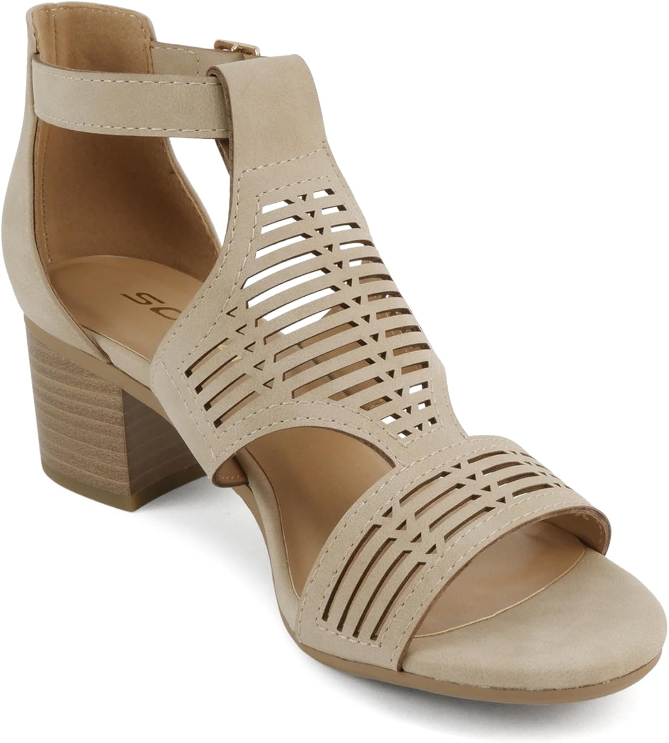 Soda “Norway” ~ Women Open Toe Closed Back Counter Cutout Upper Low Block Heel Sandal with Adjustable Ankle Strap - Image 4