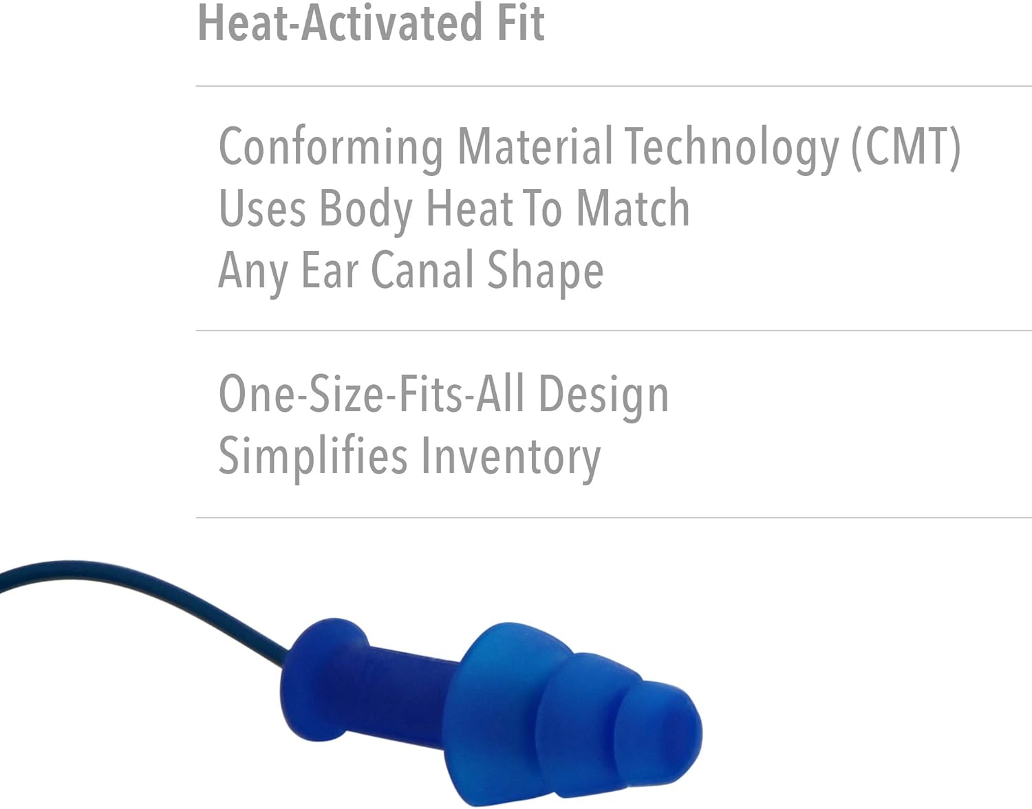 Howard Leight by Honeywell SmartFit Heat-Activated Detectable Corded Reusable Earplugs, 100-Pairs (SDT-30), Blue