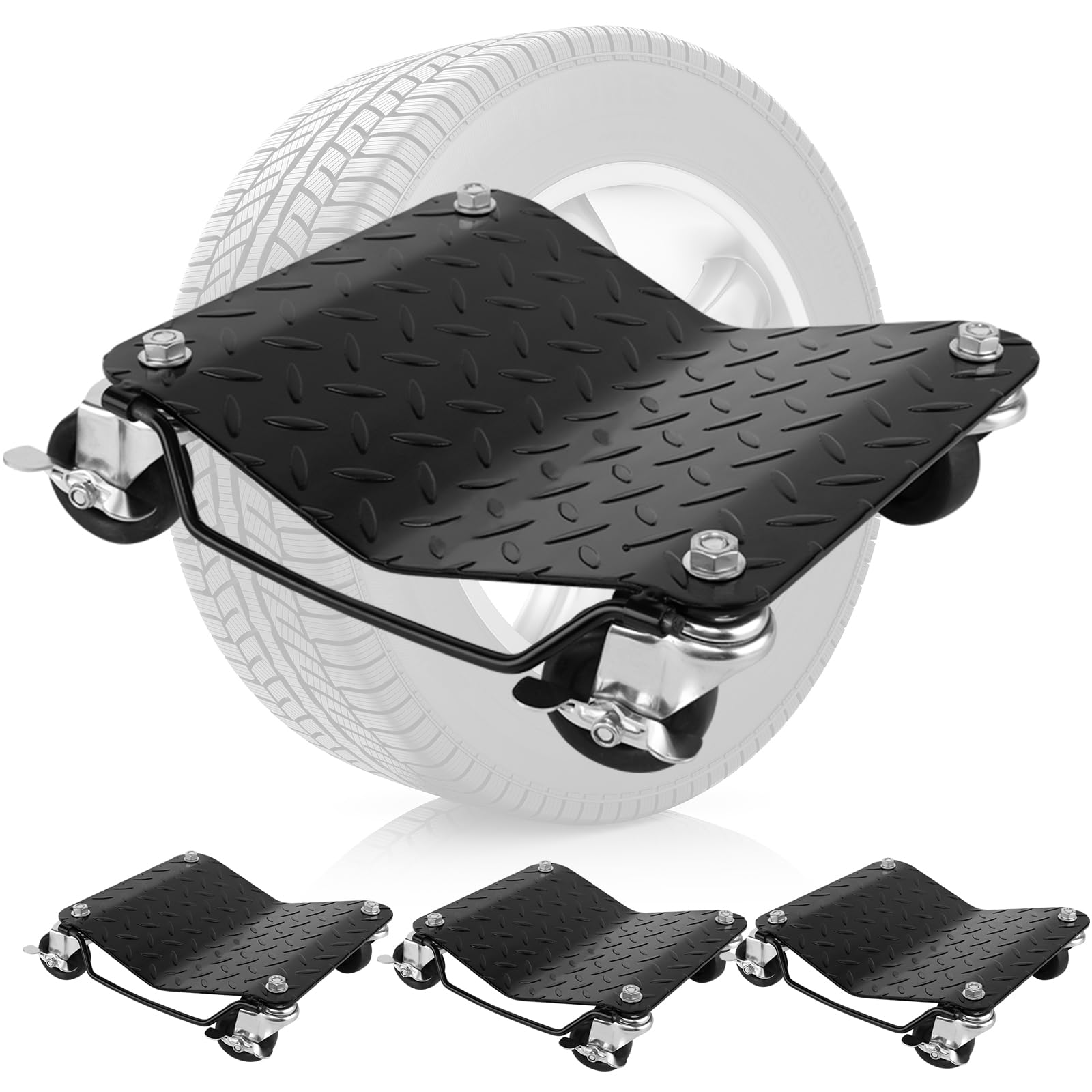 View 1 of ***/PARTIAL SET/ ONLY 2PCS **** Car Wheel Dolly Set of 4,6000lbs Capacity Wheel Dolly,Heavy-Duty Car Moving Dolly,Black