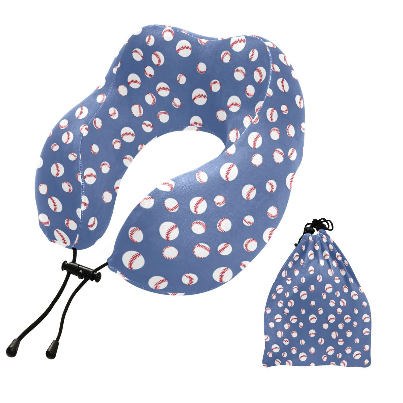 SUABO Travel Neck Pillow, Baseball Pattern Memory Foam Pillow Neck Pillow for Airplane Car Home Recliner Use