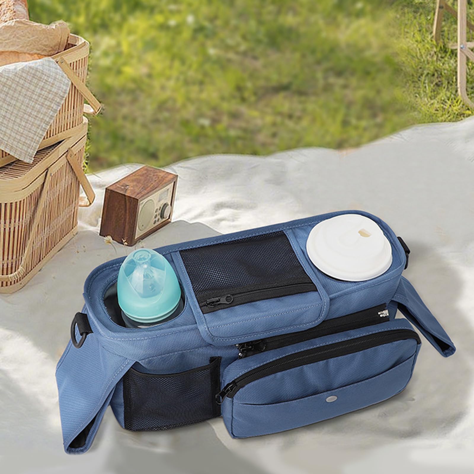 Borsa per carrozzina per bambini, organizer per passeggini, tasche staccabili per telefono, tracolla multifunzione per passeggini e organizzatori Hangi