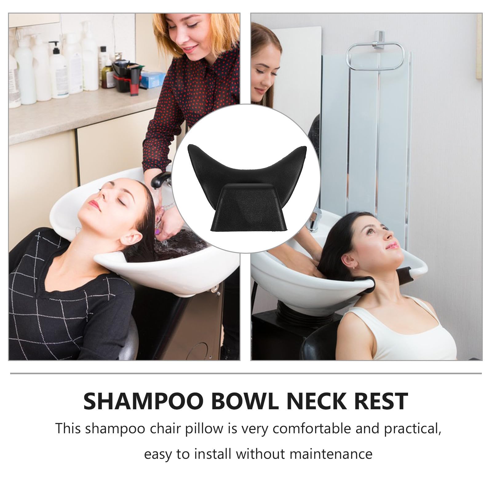 Operitacx Cojín Cómodo de Goma Antideslizante para Salón de Belleza y Peluquería Almohada Negro para Lavado de Cabello y Descanso del Cuello para Cuenco de Champú