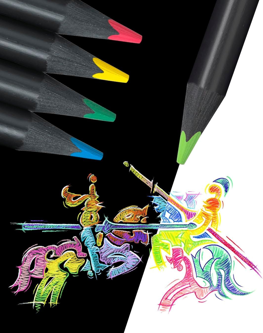 Faber-Castell Black Edition 24 Matite Colorate, Resistenti alla Rottura, Impugnatura Ergonomica, Valigetta per Carta Chiara e Scura