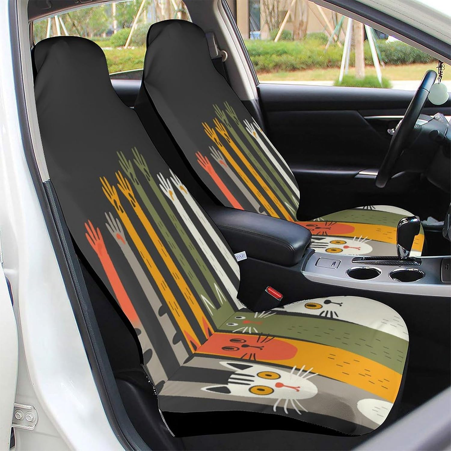 Cute Cats Paw Car Seat Covers Automotive Seat Covers Car Seat Protector Auto Front Seats Protector for Most Cars 2PCS
