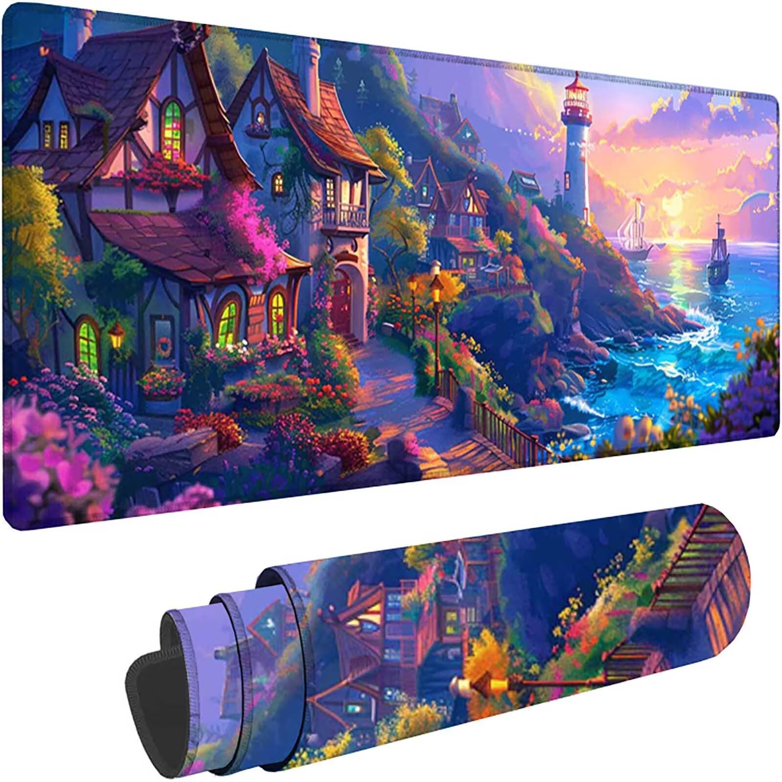 Różowa podkładka pod mysz do gier XXL 1600x800x3 mm duża podkładka pod mysz XXL krajobraz podkładka pod mysz do klawiatury i biura, wysoka precyzja i szybkość, antypoślizgowa guma, akcesoria do gier w