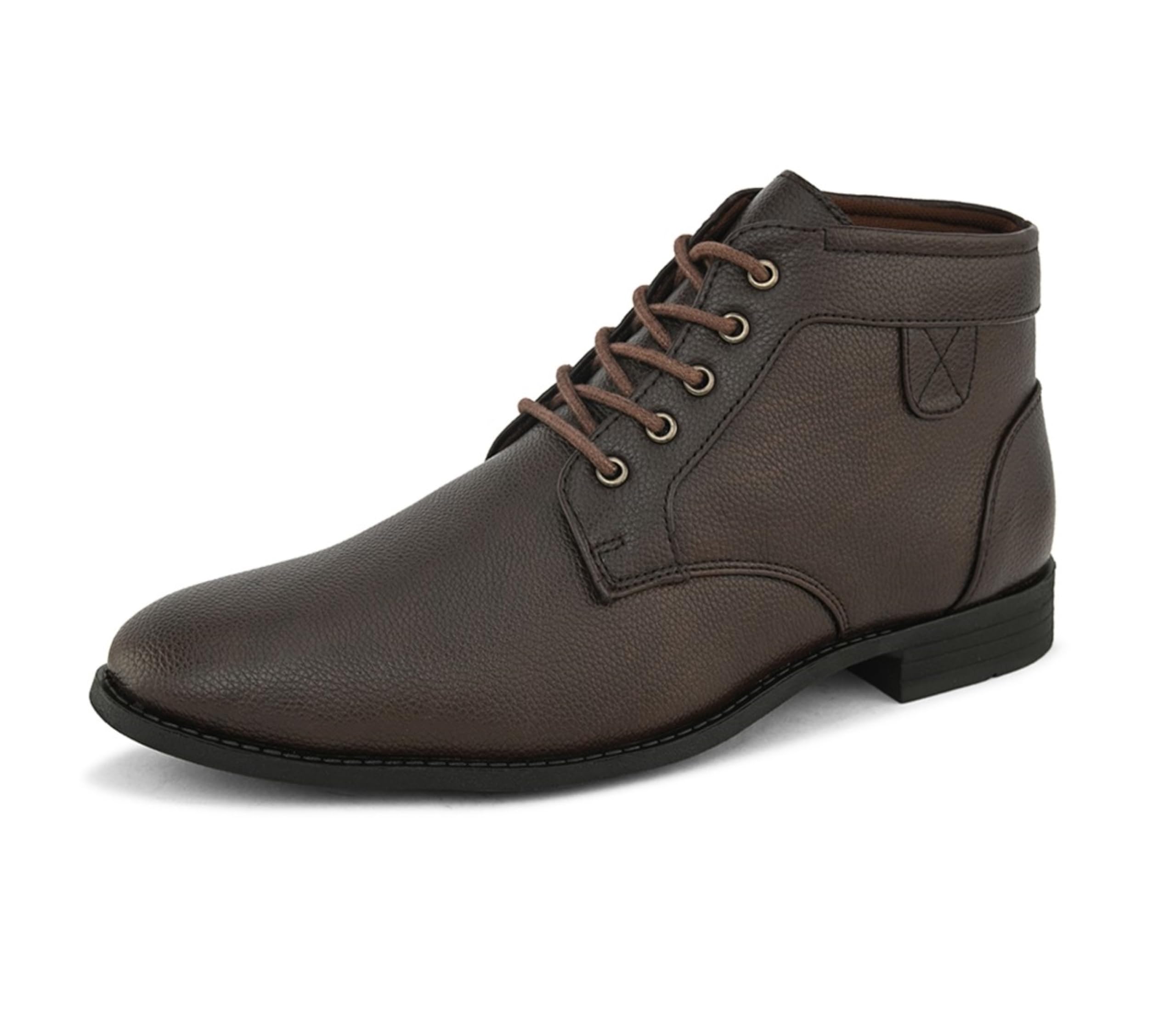 Synthetic Leather Formal Chukka Lace Up Boots for Men-image-43