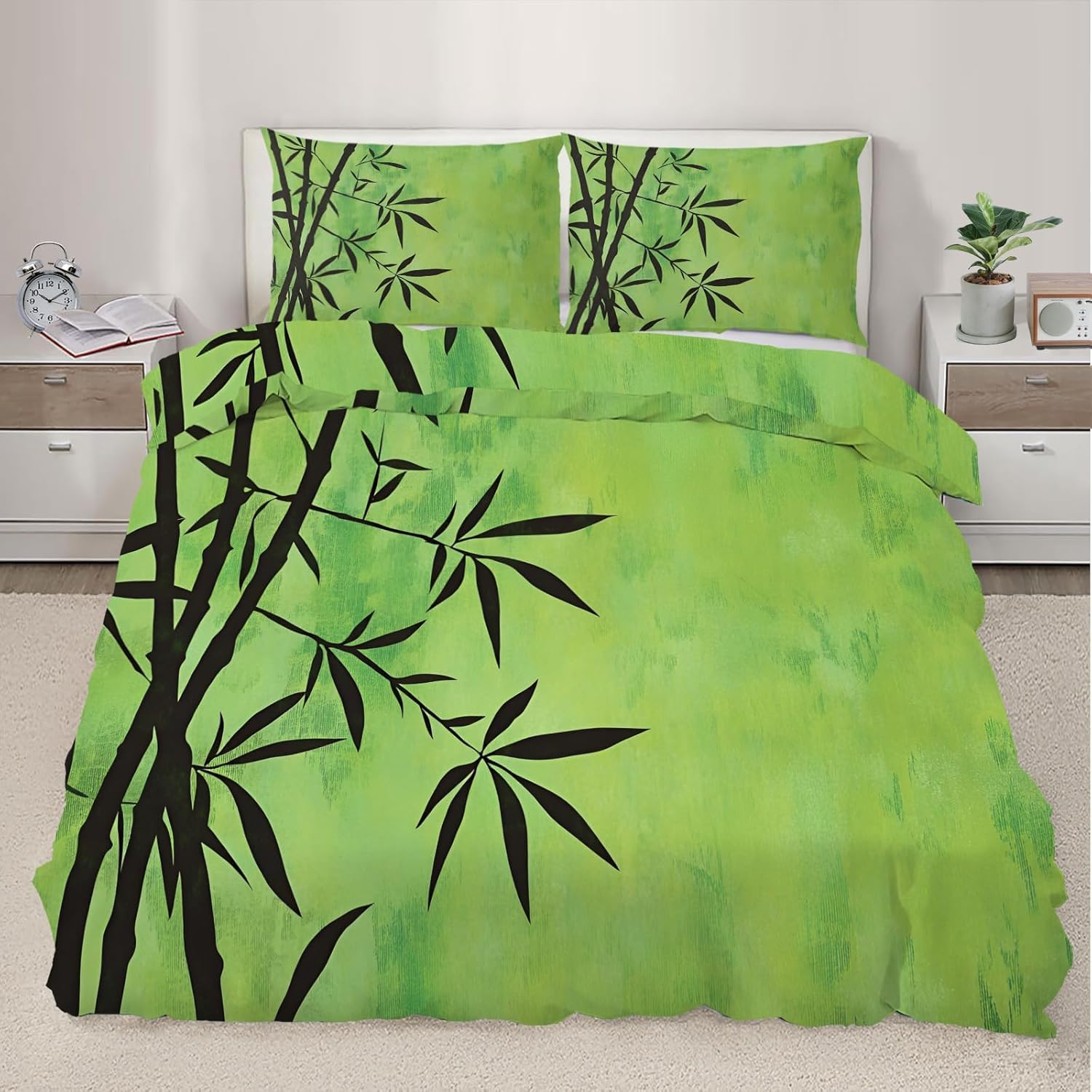 Housse de Couette 240 x 220 Douce en Microfibre de Bambou Antistatique à Fermeture Éclair