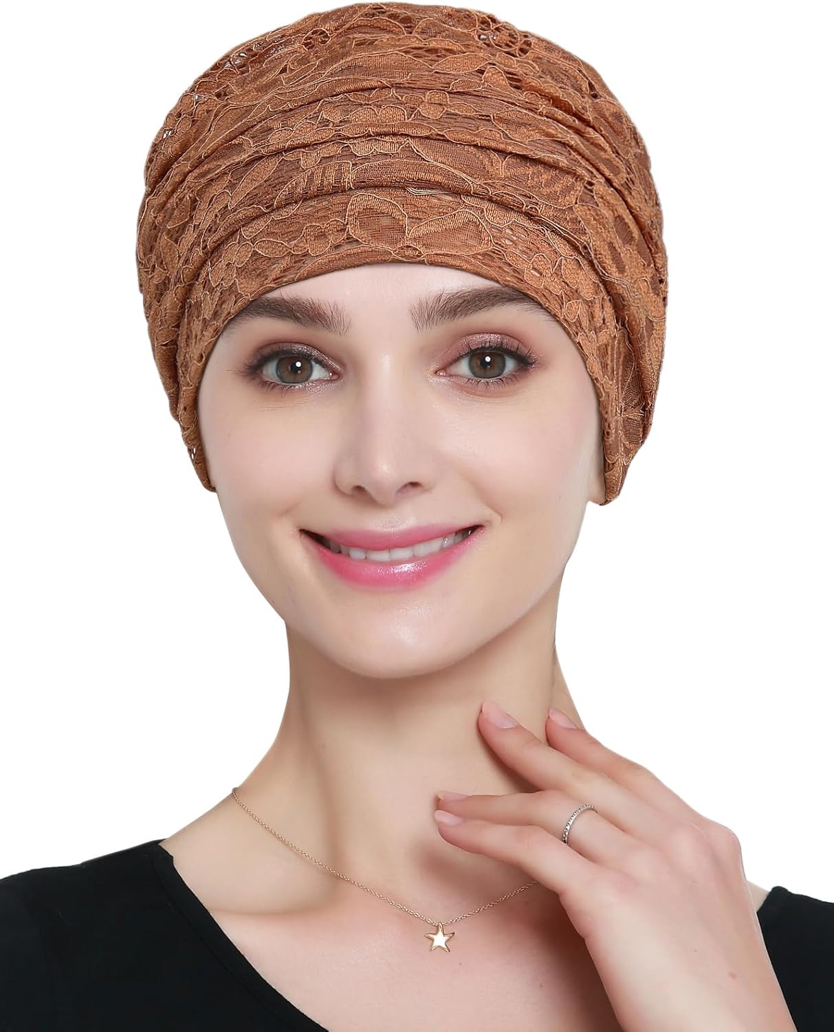 Womens Viscose Beanie Lace Turban Soft Sleep Cap Chemo Hats - Image 2