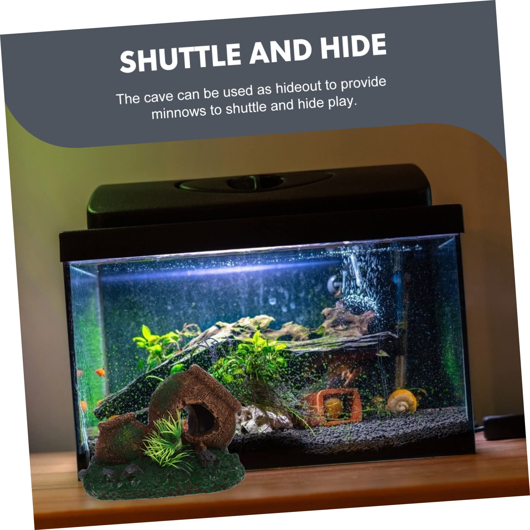 YARNOW 5 Pièces Maison D'élevage De Crevettes Grand Décor D'aquarium Se Cache Cacher Poisson Grotte De L'aquarium Cachettes Refuges Cachette De Décorations D’Aquarium Enceinte Résine