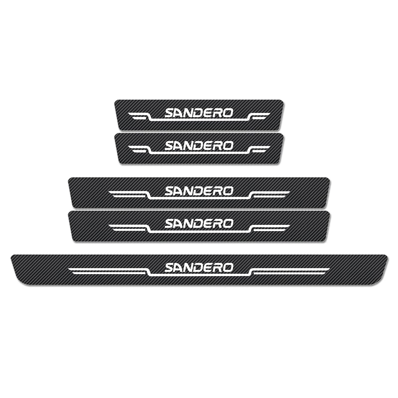 WXH97F Car Door Sill Protector Scuff Plates for Dacia Sandero 2021-2025 2026, Carbon Fibre Effect Door Step Guard, Rear Boot Bumper Strip, Self-Adhesive Anti-Scratch Protection Sticker