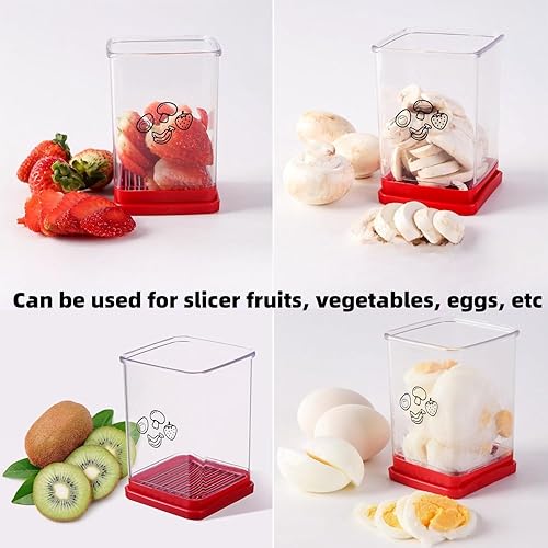 Miniatura 5 de Cortador de frutas y verduras con placa de empuje, cortador de huevos de acero inoxidable, cortador de plátano, manzana, fresa, utensilios de cocina