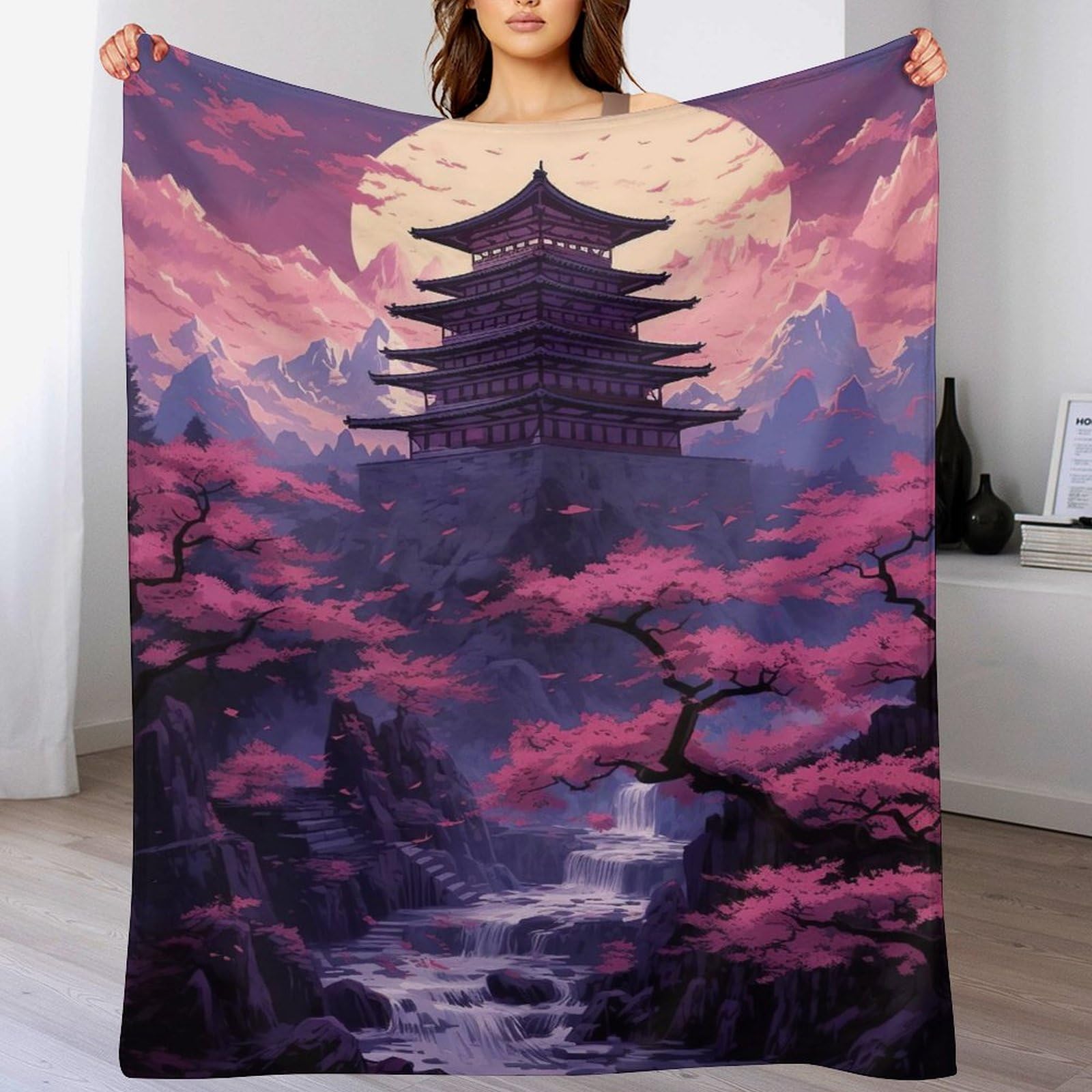 Couverture plaid japonais flannel à impression 3D couvre-lit haut de gamme