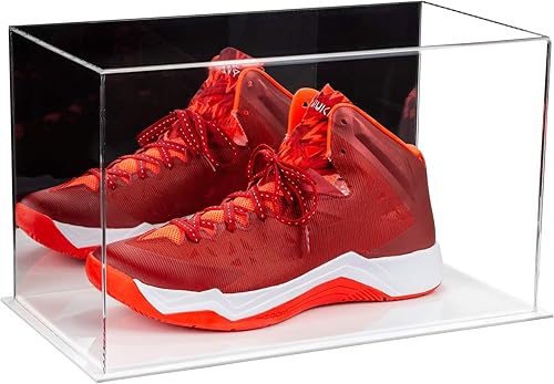 Vista 254 de Better Display Cases Versátil vitrina de acrílico transparente - Caja rectangular grande con base blanca 18" x 12" x 3" (BK09)