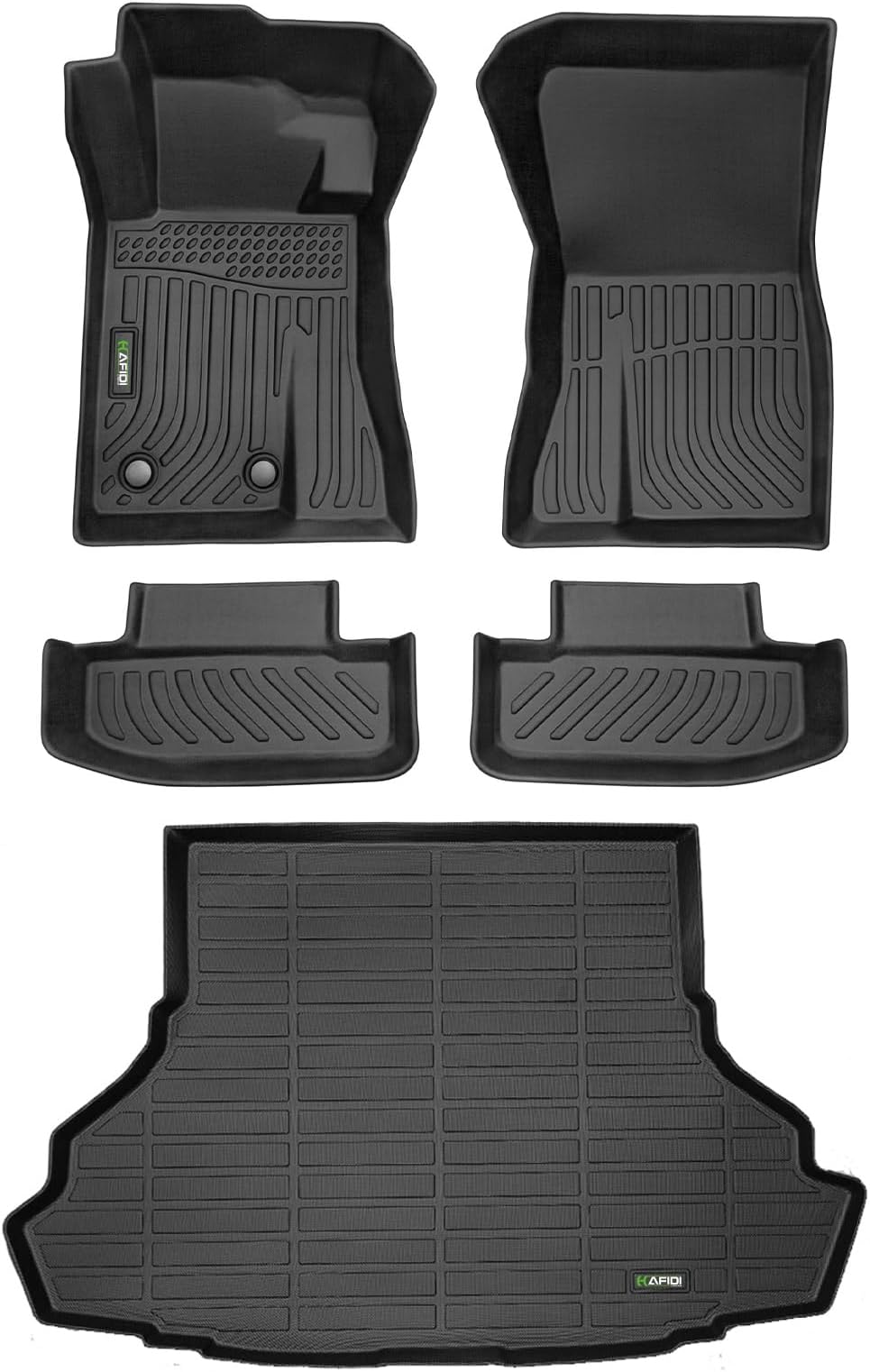 HAFIDI® Floor Mats & Cargo Liner Set Fit for 2015-2026 Ford Mustang (Not Mustang Mach E & Without Subwoofer in The Trunk) All Weather TPE Anti-Slip Car Full Set Floor Liners Custom Accessories - Black