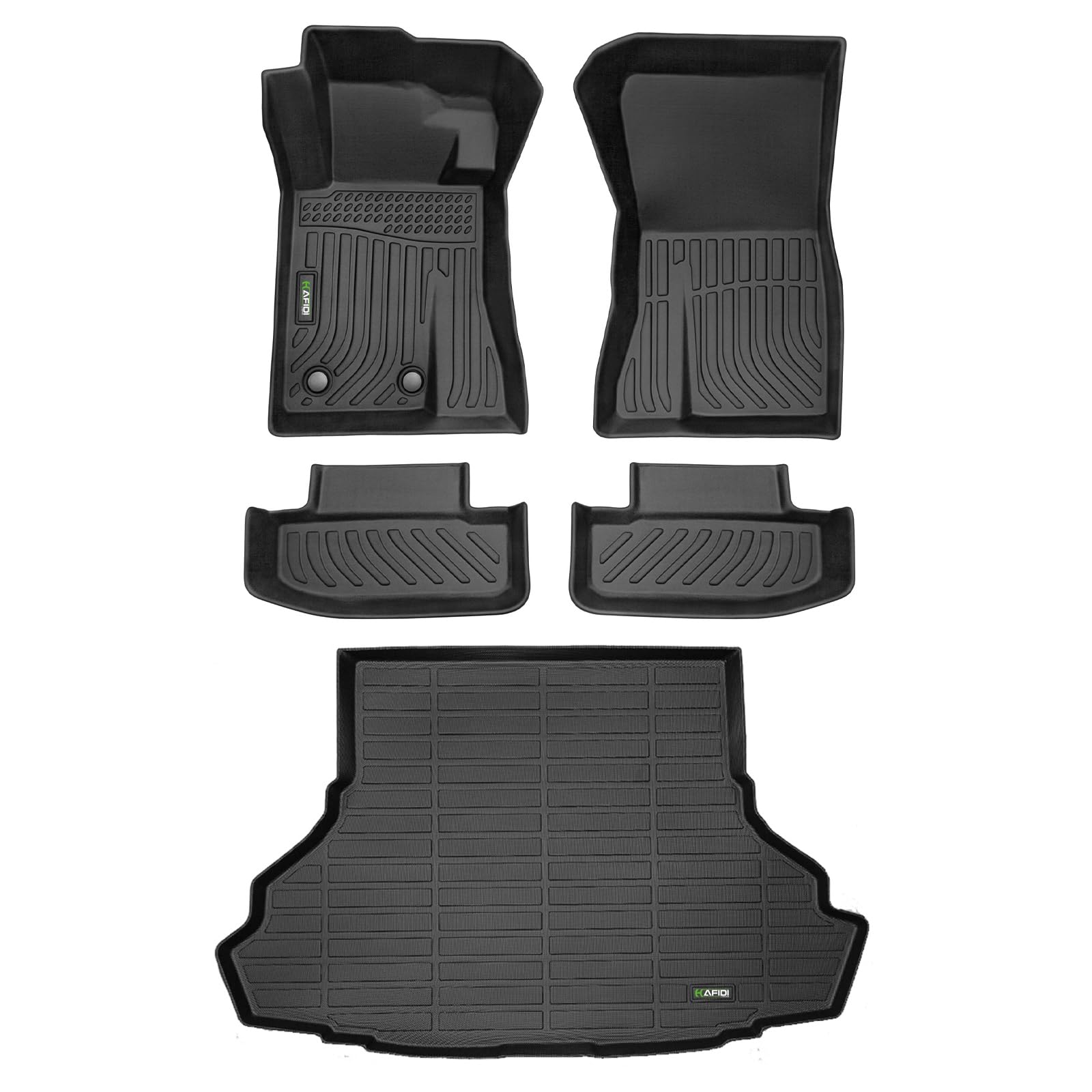 HAFIDI® Floor Mats & Cargo Liner Set Fit for 2015-2024 Ford Mustang (Not for Mustang Mach-E Models) All Weather Protection TPE Anti-Slip Automotive Full Set Floor Liners Custom Accessories - Black