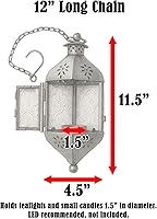 Vista 11 de Vela Lanterns Farol lámpara portavelas decorativo marroquí colgante de 11.5 pulgadas, portavelas de té para interiores y exteriores, para patio