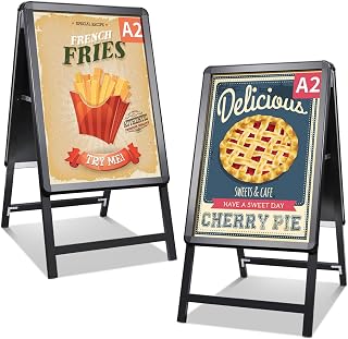 NewZeal A2 A-board Pavement Sign Double Side Poster Holder Stand Aluminium Pavement Display Board with Snap Frame for Outdoor Advertising