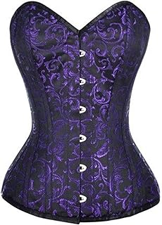 CorsetsNmore Women’s Purple Black Brocade Waist Training Gothic Overbust Plus Size Corset