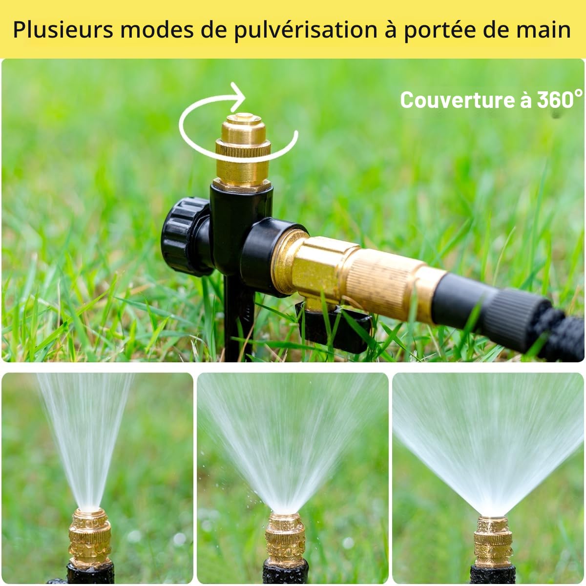 FANHAO Lot de 2 arroseurs de pelouse en métal pour Cour, buse réglable en laiton, couverture 360 degrés