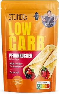 STEINER´s Low Carb Pfannkuchen | 95% weniger Kohlenhydrate | Protein Pancake Mix | Zuckerfrei, Glutenfrei & Kalorienreduziert | 7,8g Eiweiß | Für Pfannkuchen, Pancakes & Waffeln | 1x 150g Packung