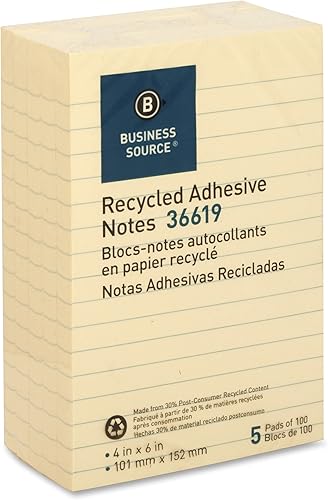 Miniatura 3 de Business Source Notas adhesivas amarillas 4"x6"