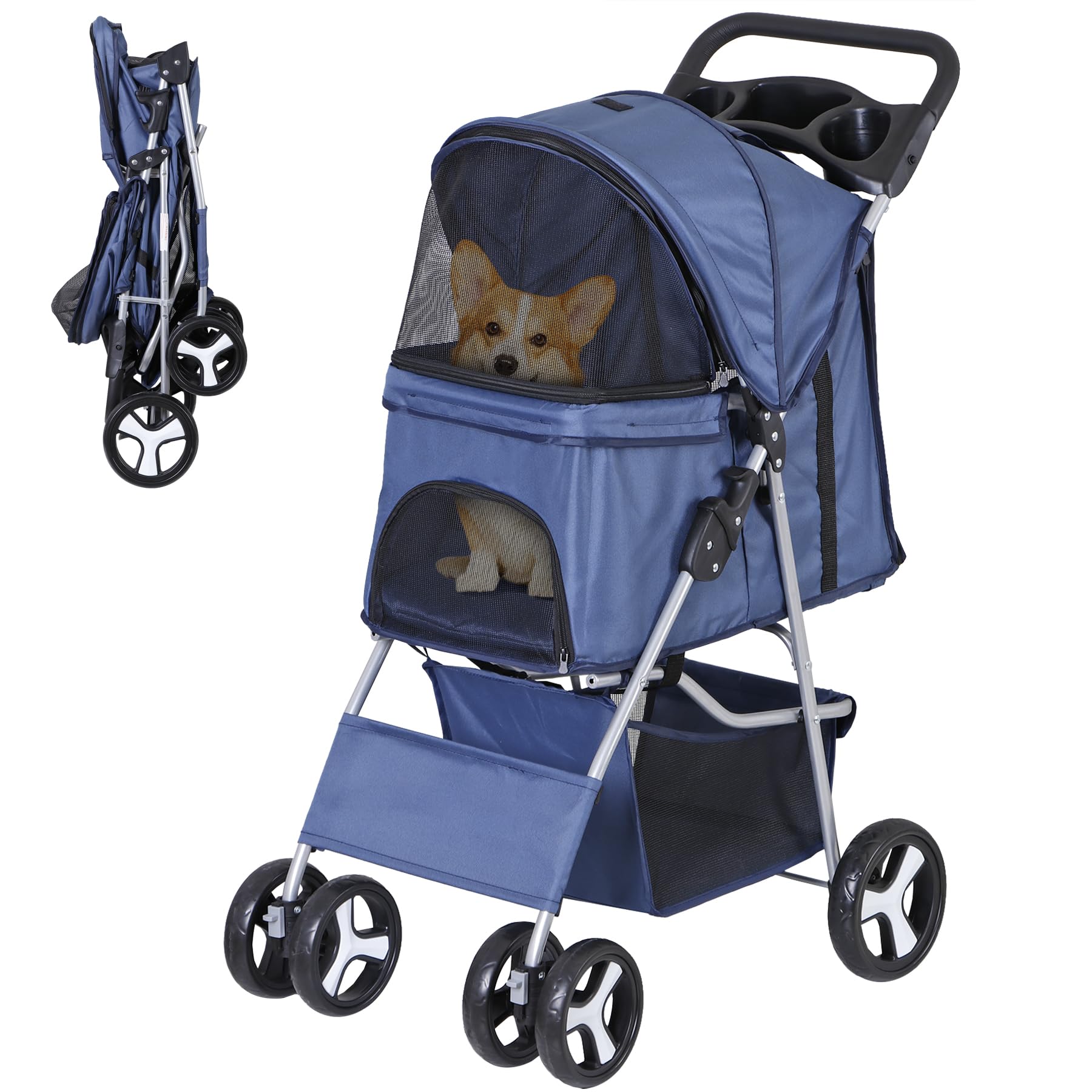 Amazon.co.jp: Epetloverペットカート 犬用バギー 4輪 折りたたみ