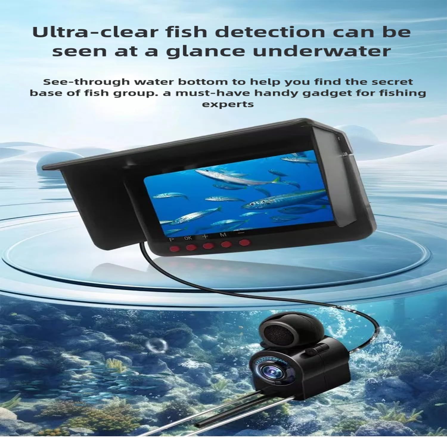 Fish Finder,Underwater Fishing Camera Equipped with Infrared Night Vision Function, 8000mAh IP67 Waterproof, and ice Fishing Camera a Portable Fish Finder, in Rivers, Lakes, Kayaks and Boats