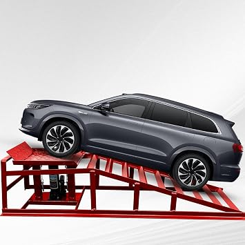 Hydraulic Car Ramps 2PCS 5T 11000lbs Heavy Duty Vehicle Lift Ramps, Portable for Oil Changes, Car Lifts for Home Garage and Automotive Repair Red, 45.3" L x 10.2" W x 15" H
