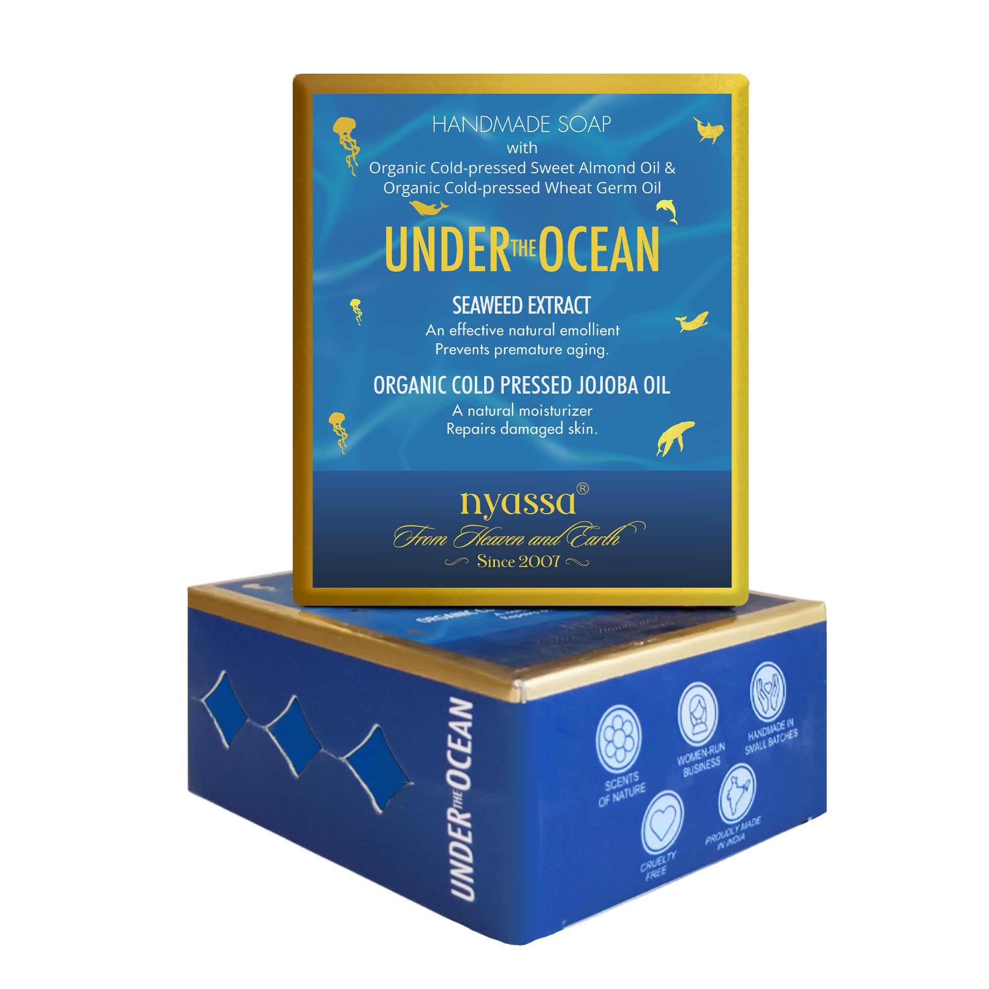 Nyassa Under the Ocean Natural Bathing Handmade Soap | Seaweed Extract & Cold Pressed Jojoba Oil | All Skin Type 150gm