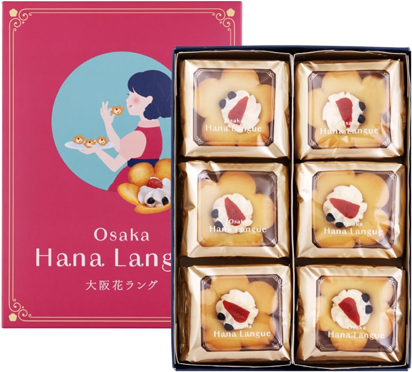 大阪 あみだ池大黒 大阪花ラング 6個入 手提げ袋付 包装済 ラングドシャ クッキー 手土産 お菓子 お土産 ギフト クール便