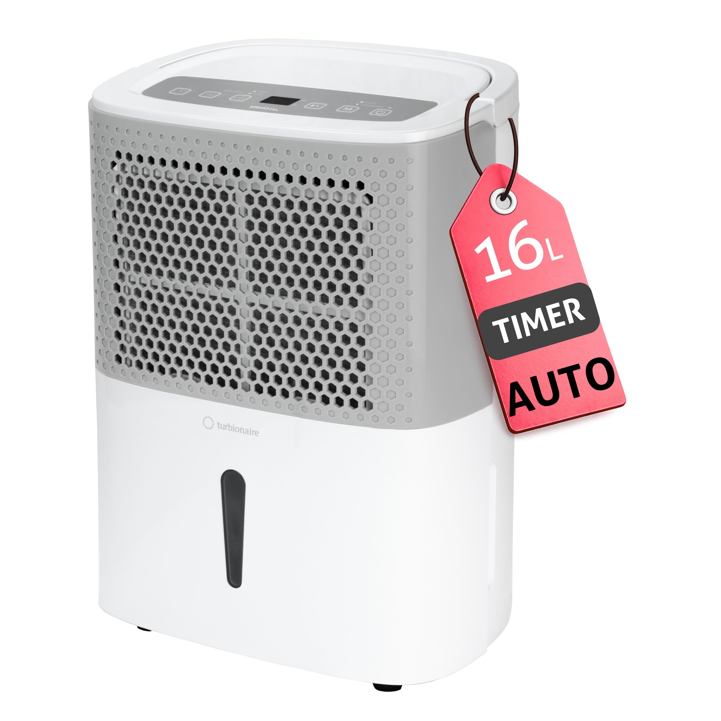 Turbionaire Smart 16M Przenośny osuszacz, 16L / 24h, 120 m³ / h, Cichy 40 dB, max 250 Watt, do pomieszczeń do 65 mc, Filtr przeciwpyłowy, Wbudowany higrostat