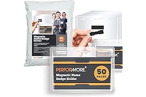 Performore 50-Pack Clear Magnetic Name Badge Holders