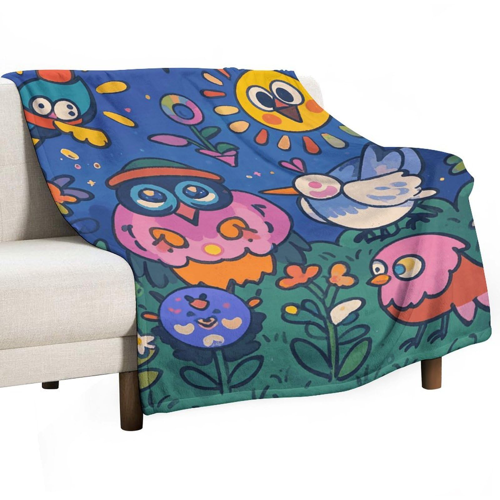 Couverture flanelle douce et légère à imprimé hiboux magiques de 152x203 cm