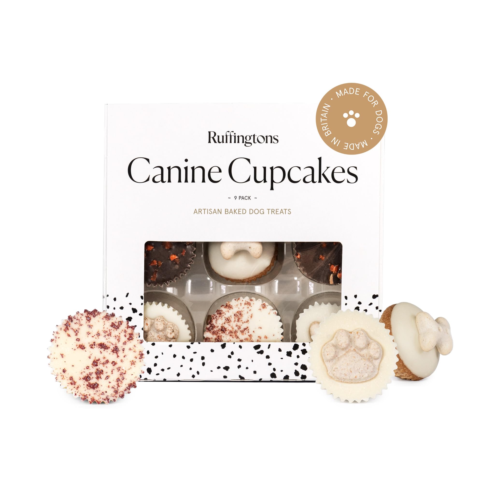 Ruffingtons Canine Cupcakes 9 pack - carob and yoghurt cupcakes, for dogs, celebrate your dog's birthday in style, cupcakes for dogs.