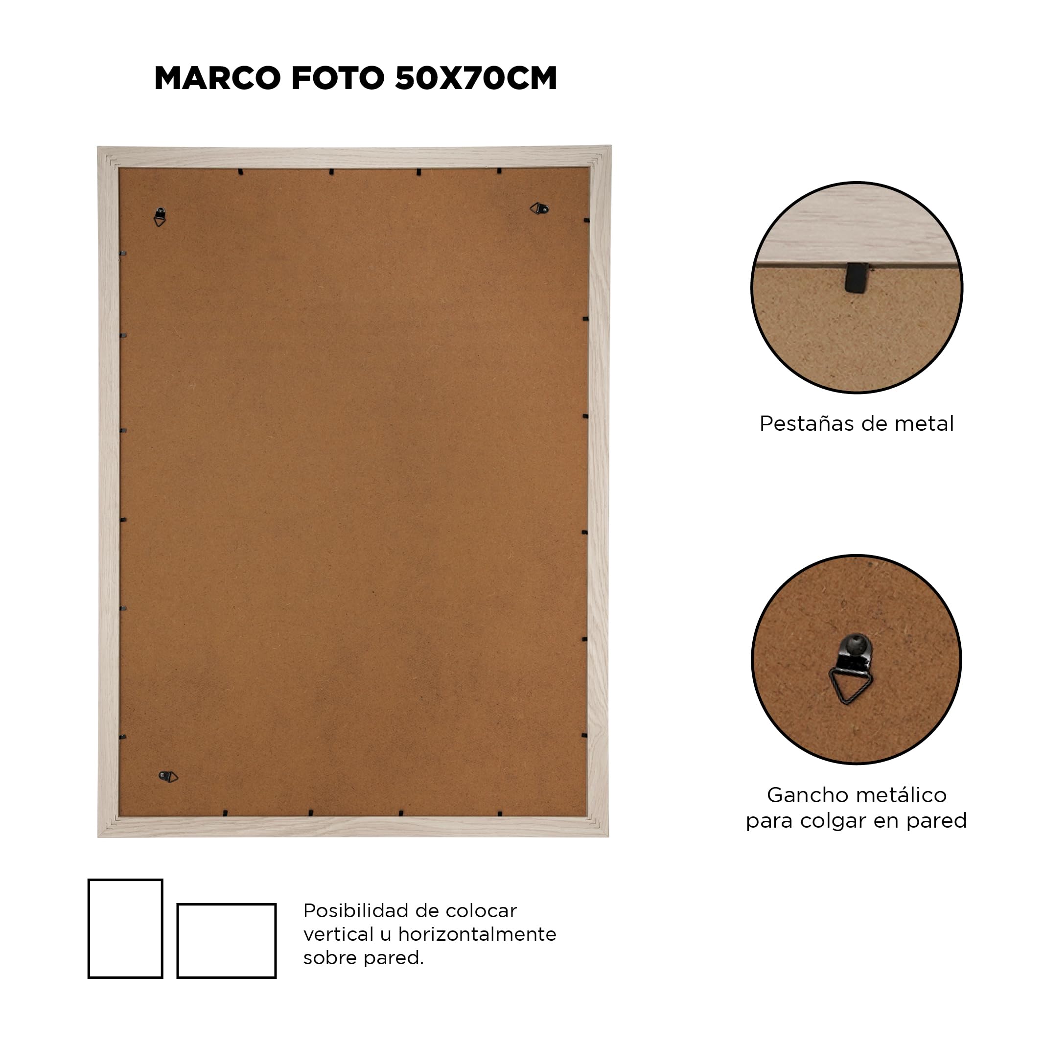 Set de 6 Marcos de Fotos - Marco Para Cuadros - Marco de Fotos - Marco Foto - Marcos Cuadros - Marcos Fotos Pared con Plexiglas - Marco Fotos - Marcos Madera MDF Beige - 50X70