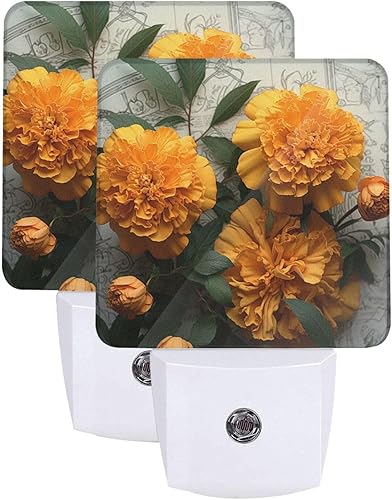 Miniatura 9 de NONHAI Paquete de 2 luces LED de noche de caléndula enchufables en la pared, lámpara de noche moderna con sensor de luz, luces nocturnas automáticas