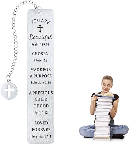 Miniatura 8 de Marcapáginas bíblico de metal, regalo cristiano para mujeres, hombres, niñas, niños, bautismo y primera comunión, graduación y regreso a clases,
