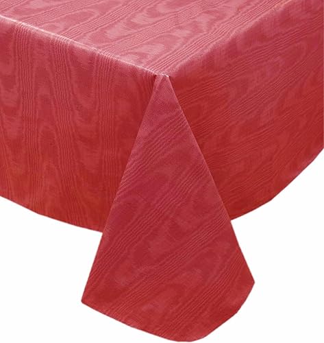 Newbridge Mantel de vinilo ondulado con parte trasera de franela de vinilo pesado con estampado de color rojo Moire para interiores y exteriores,