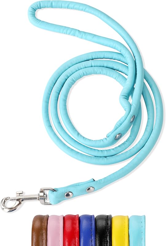 Guia para Cães de Couro PU Macio Azul-claro, 1,22 m