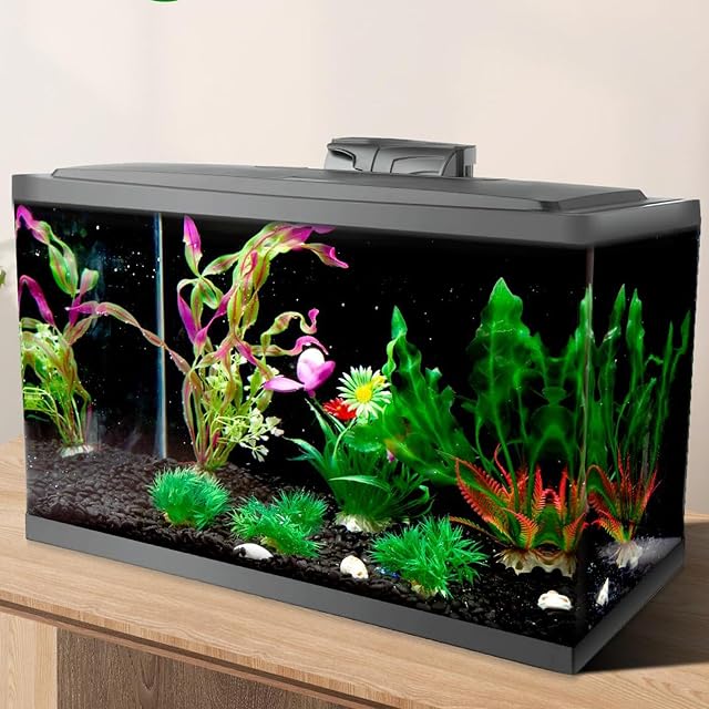 Foto 3 de 7 de Dirfuny Fondo estático para acuario, fondo negro para pecera, telón de fondo de pecera